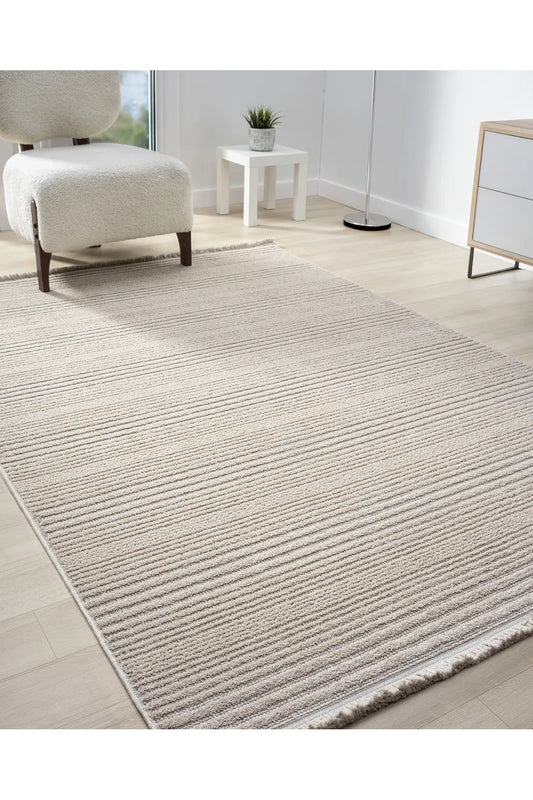 Step Serisi Naturel Bukleli Yumuşak Dokulu Iskandinav Dokuma Halı