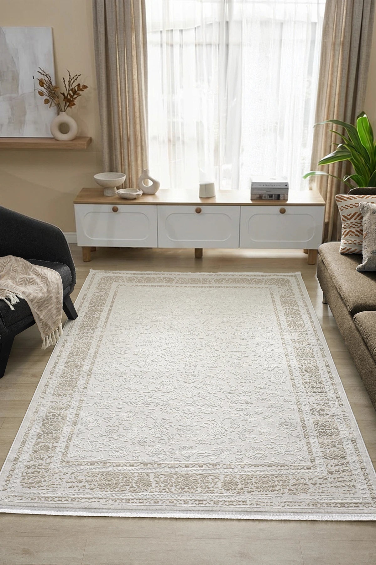 Bambu dokulu Vintage modern dokuma salon oturma odası halısı