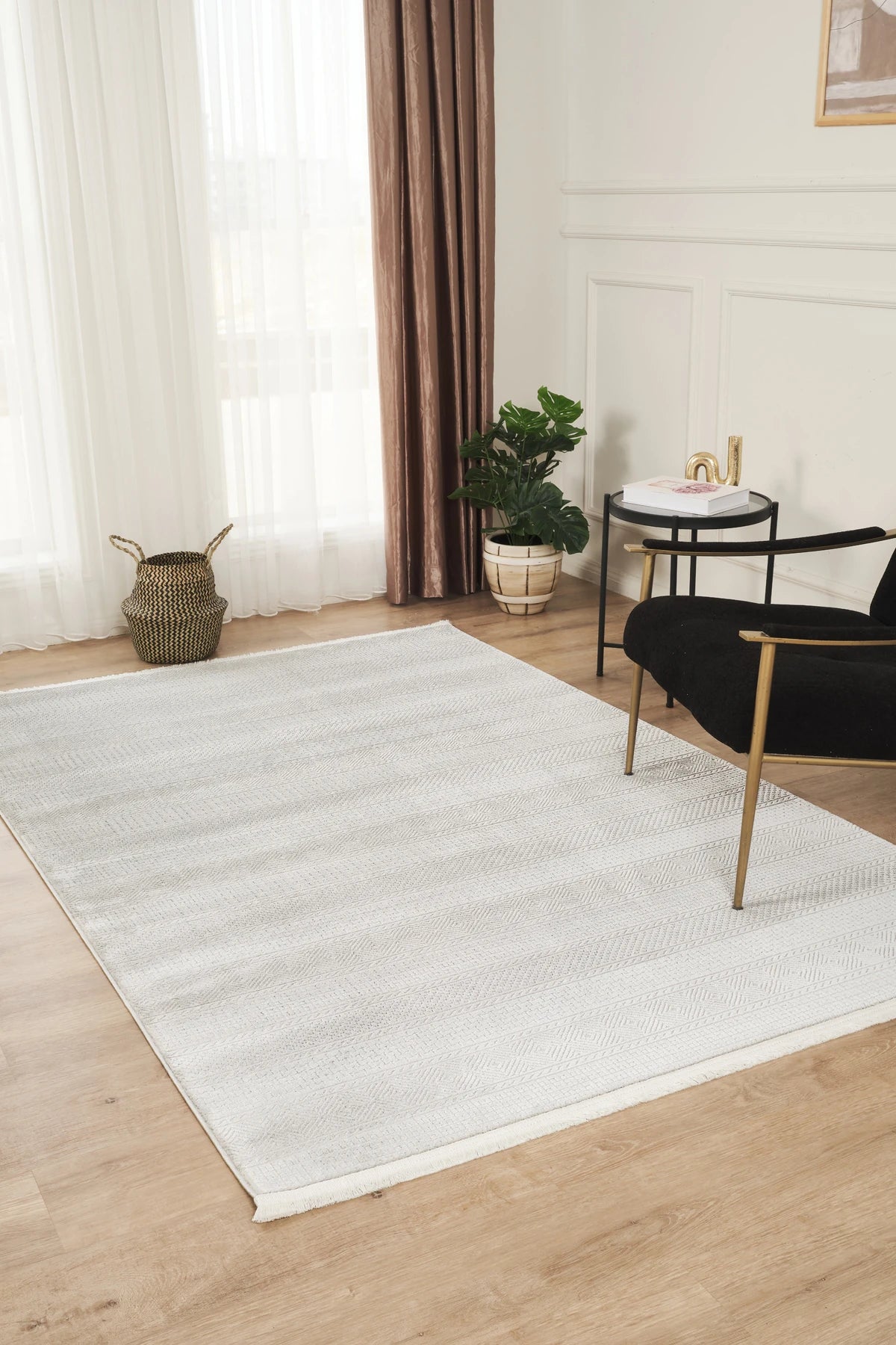 Jasmine Serisi  Bambu Dokulu Modern Sık Dokuma Koridor Kesme Yolluk Dokuma Makine Halısı