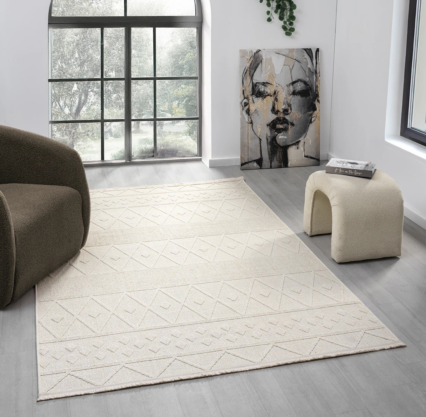 Lara İskandinav Dokuma Bukleli Modern Salon Halısı Mutfak Halısı Koridor Halısı Yolluk
