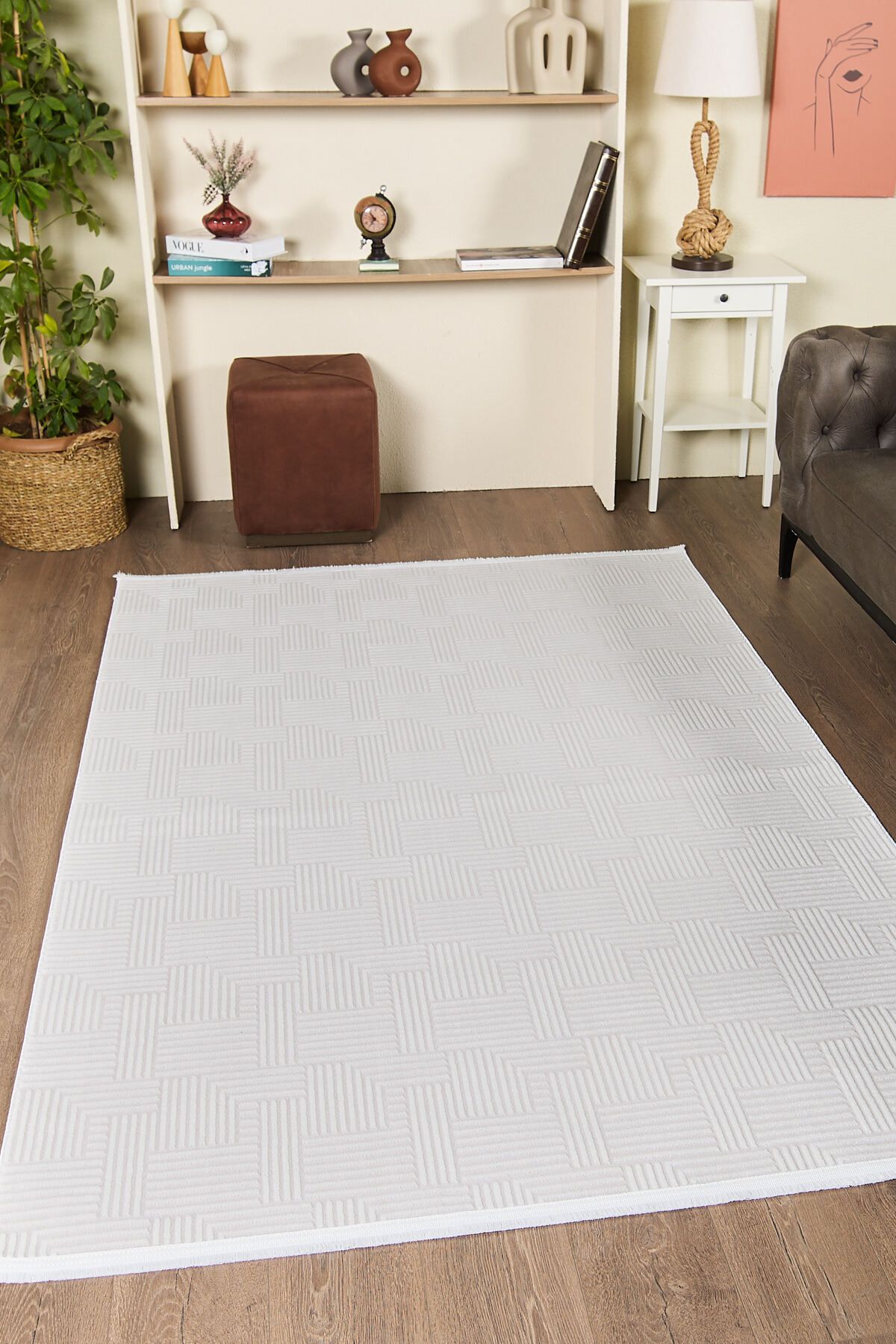 Mono Kolekiyonu Modern Sık Dokuma Saçaklı Koridor Kesme Yolluk Dokuma Makine Halısı