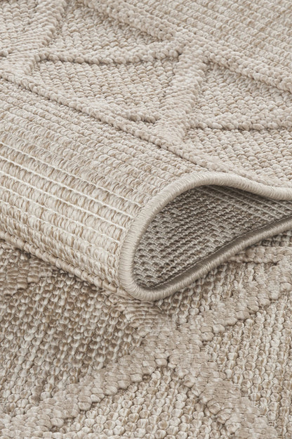 Naturel Bukleli Yumuşak Dokulu Iskandinav Dokuma Halı
