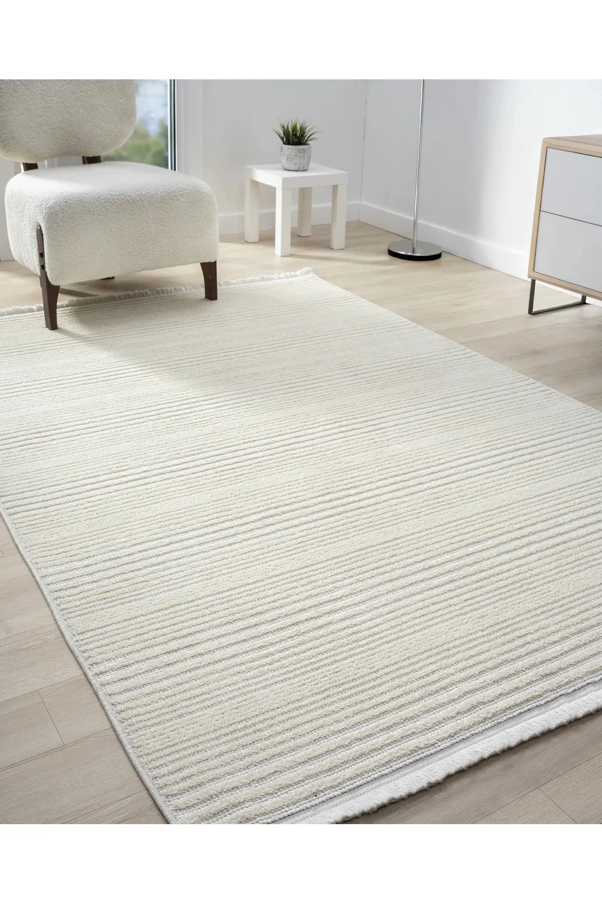 Step Serisi Naturel Bukleli Yumuşak Dokulu Iskandinav Dokuma Halı