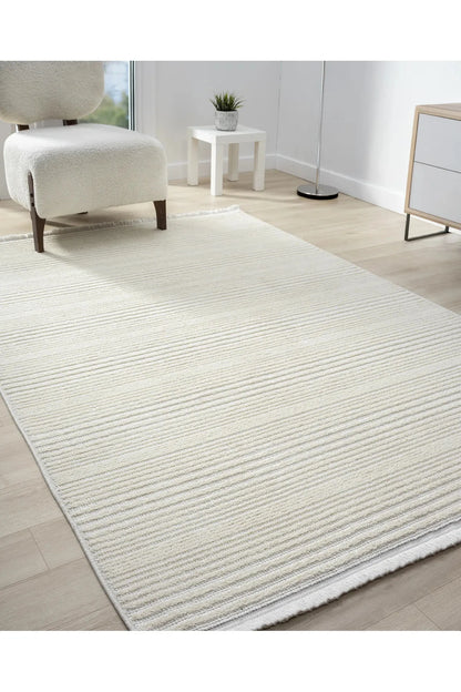 Step Serisi Naturel Bukleli Yumuşak Dokulu Iskandinav Dokuma Halı