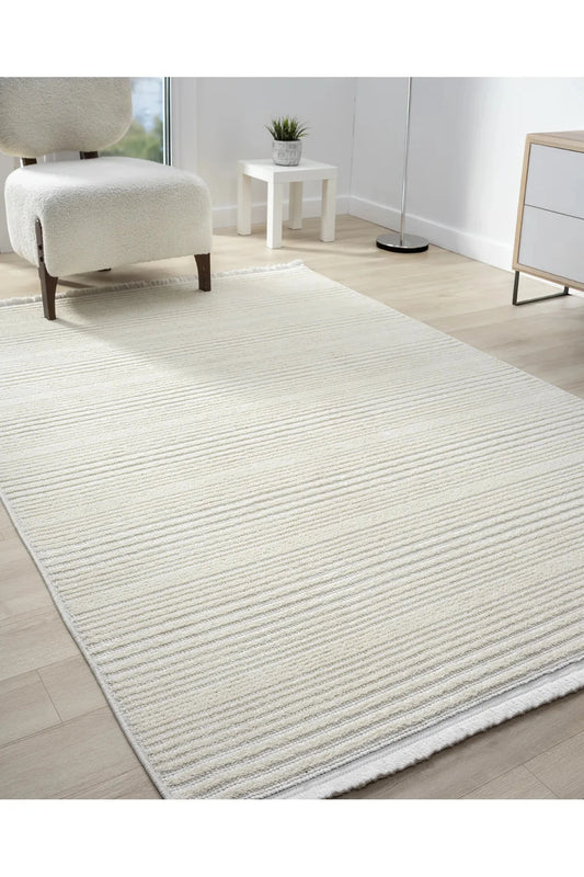 Step Serisi Naturel Bukleli Yumuşak Dokulu Iskandinav Dokuma Halı
