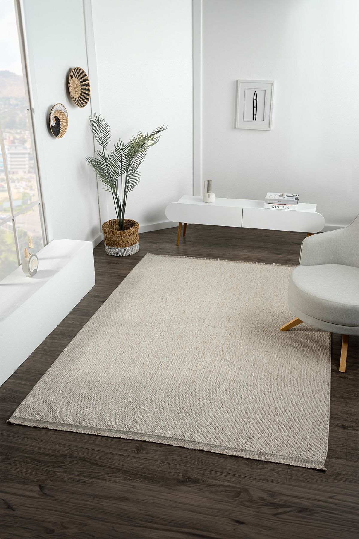 Buklem Serisi Naturel Bukleli Dokuma Salon Halısı