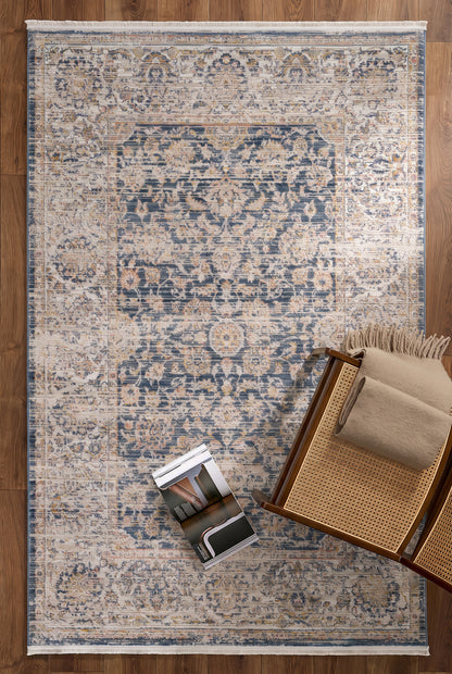 Verona Serisi Vintage Modern Eskitme Etnik Desenli Otantik Dokuma Salon Halısı
